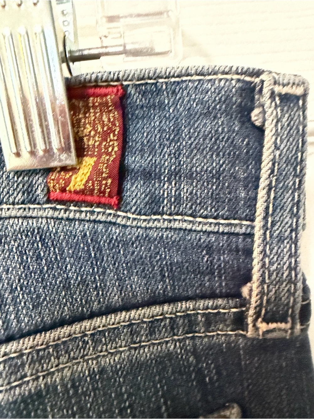 7 For All Mankind Low Rise Bootcut Blue Denim Jeans Sz 27 - Picture 5 of 8